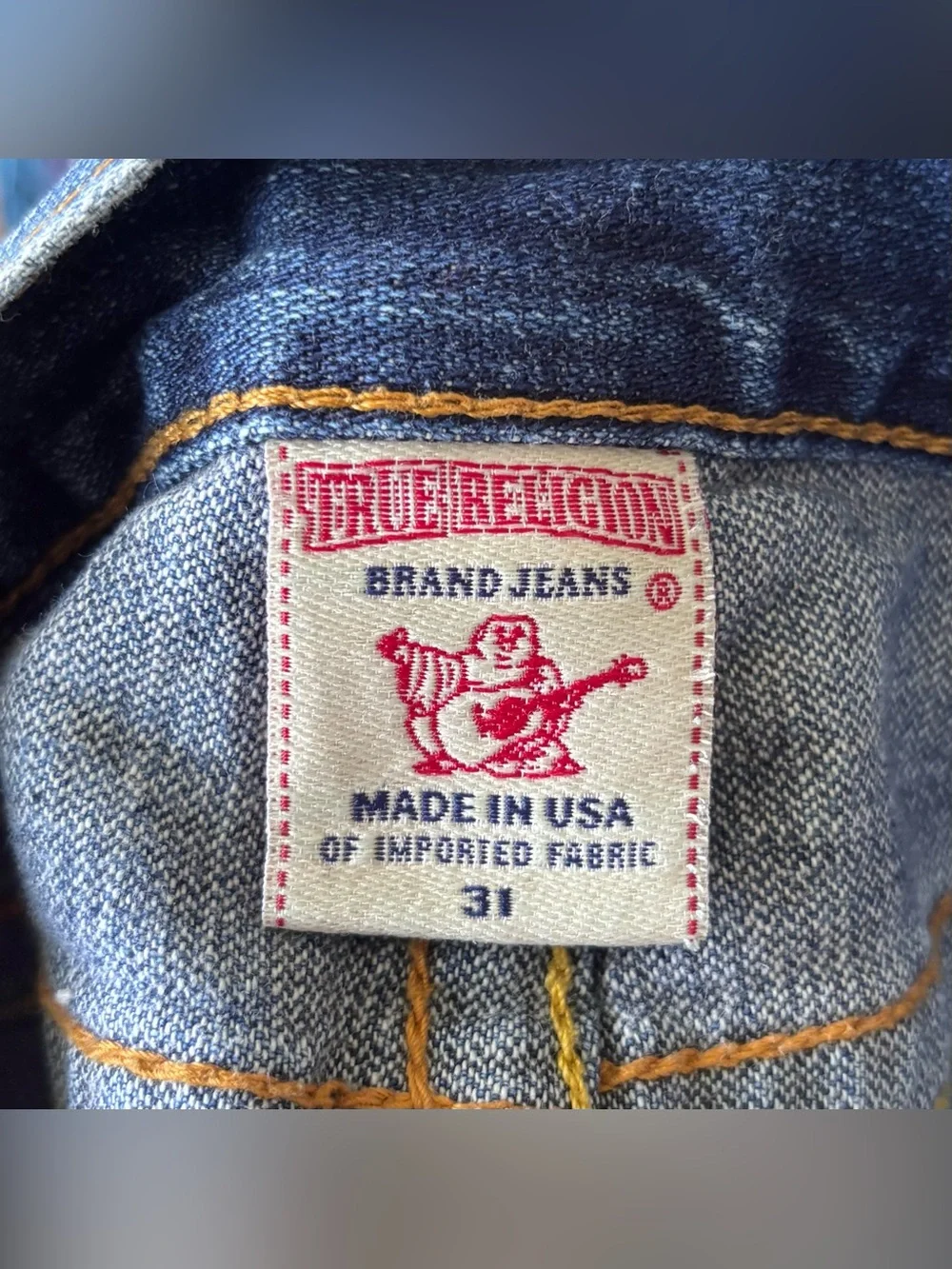 Vintage True Religion Geno Pony Hair Patch Distressed Denim Jorts Cutoff 31/32
